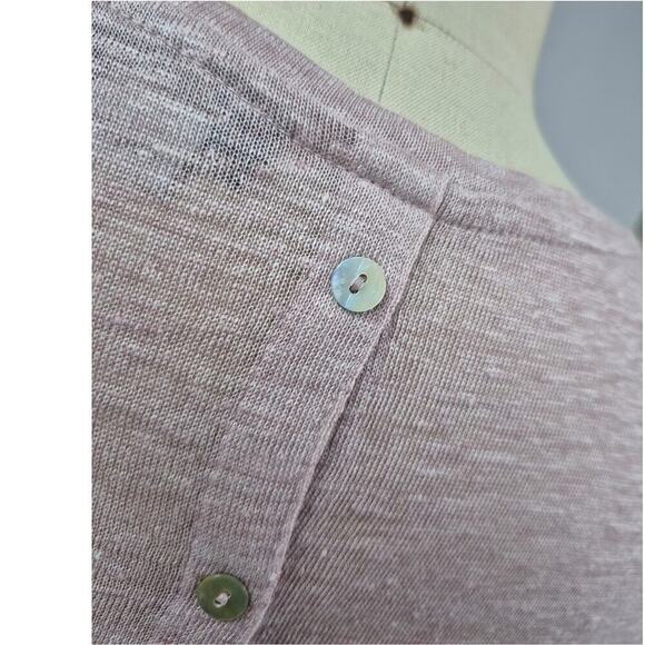 TAHARI 100% Linen Blush Pink Heathered Button down Back Sleeveless Top Sz L NWOT - Picture 3 of 4